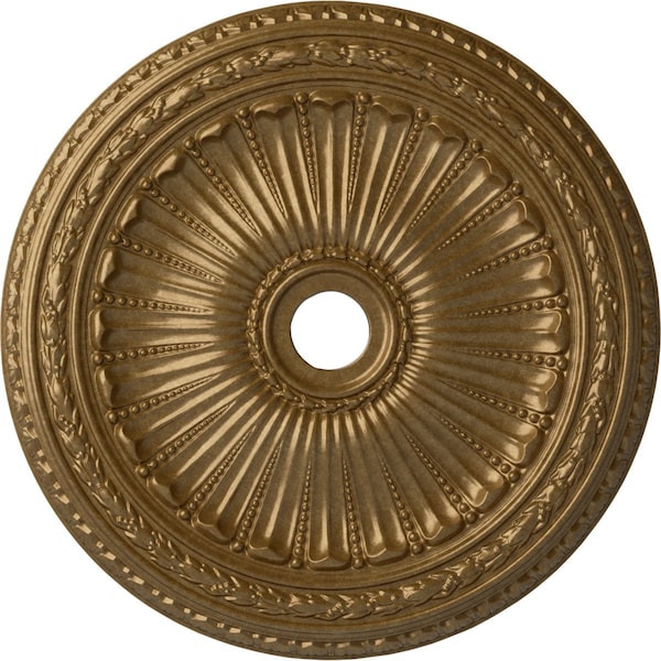 Ekena Millwork Viceroy Ceiling Medallion (Fits Canopies up to 4 7/8"), 35 1/8"OD x 4 7/8"ID x 2 1/2"P, Pale Gold CM35VIPAS - main